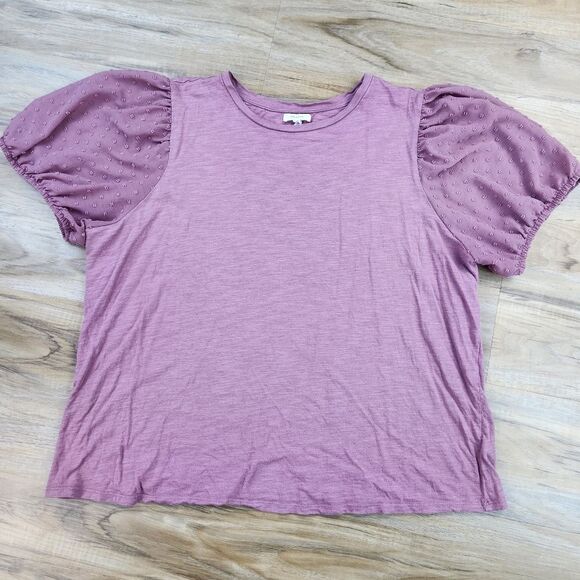 Maurices Tops - 💇‍♀️Maurices Mauve Swiss Dotted Puff Sleeve Top Size 2X